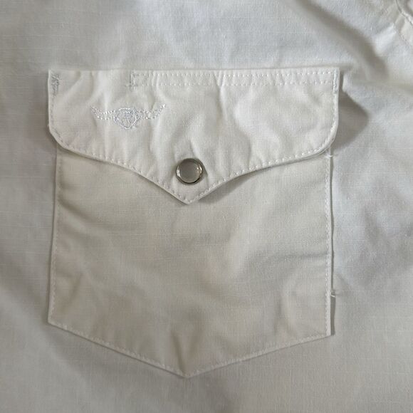 Flying R Ranchwear Ruddock LS Pearl Snap 15 1/2 34C Made USA White - Picture 3 of 9